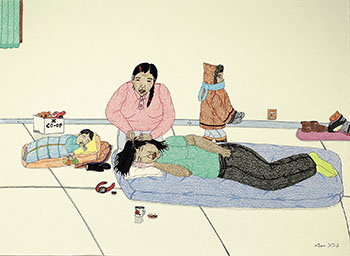 “Picking Lice” by Annie Pootoogook  is now on display at the Ottawa Art Gallery, part of an exhibition called “Burning Cold.”  (COURTESY OF THE OTTAWA ART GALLERY) 