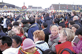 Thousands of people gathered at the old town of Nuuk, Greenland’s capital city, for celebrations kicking off June 21 self-rule celebrations. (PHOTO COURTESY OF SIKU NEWS)