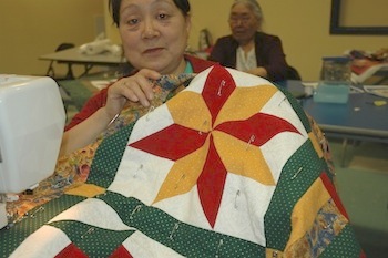 Jessica Arngak had to re-do her star pattern three times before she got it right.
