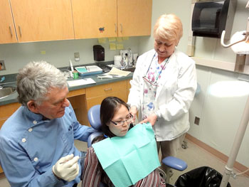 Dentist Malcolm Crozier and hygienist Ethel Bailey spend 12 days a month in Cambridge Bay, checking and repairing teeth. (PHOTO BY JANE GEORGE)