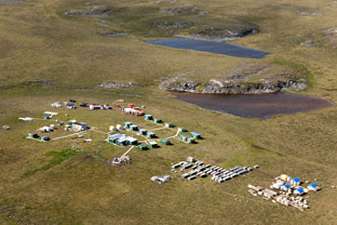This is how the exploration camp serving Areva’s Kiggavik uranium project looked last July. In 10 years, a large mine and mill complex could be located here, 80 kilometres west of Baker Lake, if the mine project, now being discussed at public meetings in the Kivalliq, is allowed to move ahead. (PHOTO COURTESY OF AREVA)