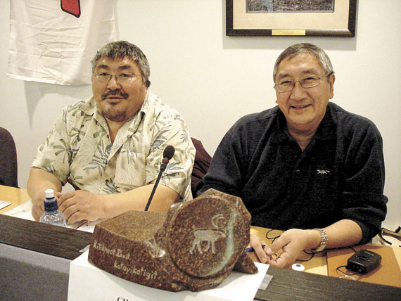Charlie Evalik (right) said the Kitikmeot Inuit Association's board has asked for the resignation
of their vice-president, Raymond Kayasark (left), who was charged with sexual assault
related to an incident alleged to have occurred March 28 in Kugaaruk. (FILE PHOTO)