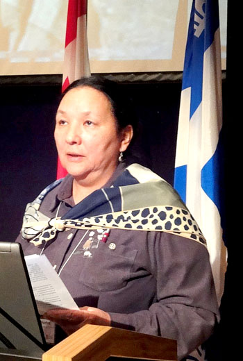 Resource development has only led to more misery for northern Russia's indigenous peoples, Larissa Abryutina from the Russian Association of the Indigenous People of the North, tells a Laval university conference on the challenges of sustainable development and sovereignty in the Arctic on May 18. (PHOTO BY JANE GEORGE)