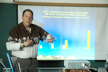 Inuttitut instruction boosts skills and self-esteem, says McGill reearcher Don Taylor, who recently visited Kangiqsujuaq. (PHOTO BY DAVID BENOIT)