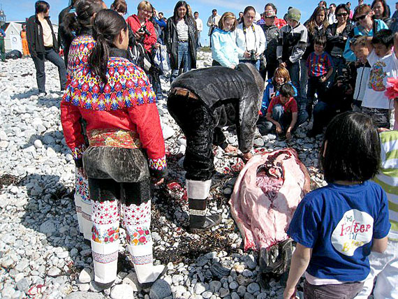 Sunny skies and warm weather drew hundreds of people in Nuuk down to the shore on July 2 for Seal Day, held after the official business of the Inuit Circumpolar Conference ended July 1. (PHOTO COURTESY OF MICHAEL AVERY)