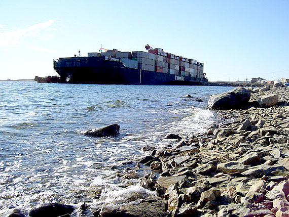 It's that time of year again in Cambridge Bay— when the annual sealift brings long-awaited orders into the community. Happily, this barge which docked on Sept. 2 didn't encounter any navigation problems getting to the Kitikmeot community. (PHOTO BY JOE OTOKIAK)