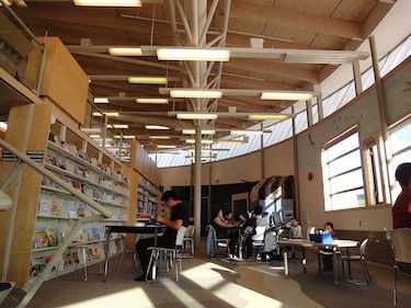 The May Hakongak Community Library and Cultural Centre, located in the same building as Cambridge Bay’s Kiilinik High School, features high ceilings and ample room for books, historical displays and many activities. (PHOTO BY JANE GEORGE)