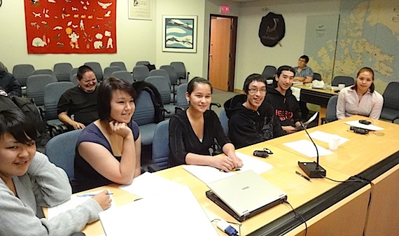 More education— on Innuinaqtun, Inuit culture, sex and the dangers of drugs and alcohol are what youth in the Kitikmeot need, said youth delegates to the Kitikmeot Inuit Association in their Oct. 6 presentation to the organization’s annual general meeting in Cambridge Bay. (PHOTO BY JANE GEORGE)