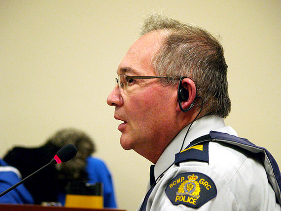 RCMP Staff Sgt. Roger Tournier speaks to Iqaluit city council during a meeting Jan. 11. RCMP statistics for 2010 didn’t show a major spike in crime, but Tournier said drugs and alcohol remain responsible for the majority of police work. (PHOTO BY CHRIS WINDEYER)