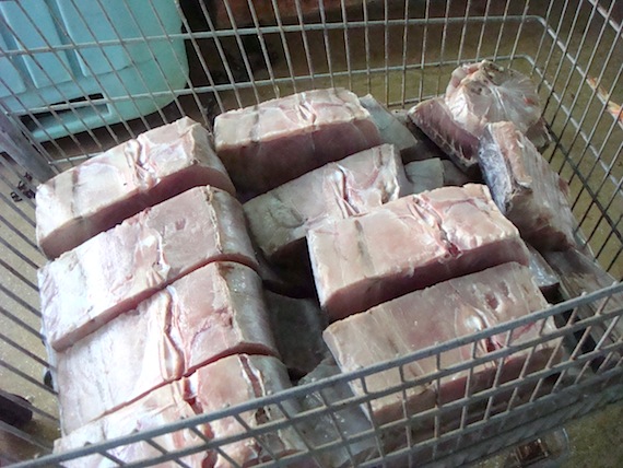 Nature's bounty: the Government of Nunavut hopes to local foods, like these hunks of fresh fish in a Barbados fish market, in Nunavut. (PHOTO BY JANE GEORGE)