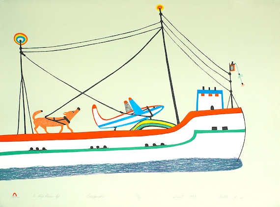 May 21, at the Nunatta Sunakkutaangit Museum in Iqaluit, an exhibition and sale of works by the late Cape Dorset artist Pudlo Pudlat opened at 1 p.m.. Pudlat, who was born in 1916 at Kamadjuak Camp and died in 1992 in Cape Dorset, was a widely known artist whose works are in the collections of most Canadian museums. During his life, Pudlo produced more than 4000 drawings and 200 prints, some of which will be on display and for sale at the museum until June 19. (IMAGE/ NUNATTA SUNAKKUTAANGIT MUSEUM)