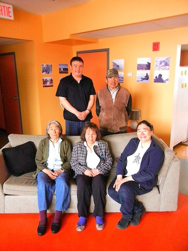 The staff at Makitautik’s halfway house in Kangirsuk includes (bottom row)Minnie Airo, elder counselor, Mary Thomassie, counselor, Jeannie Nungak, clinical co-ordinator, and (back row) executive director Zebedee Annahatak and animator Willie Thomassie. (PHOTO BY JANE GEORGE)