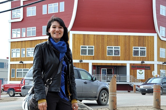 Malaya Qaunirq Chapman, 22, seen here at the Four Corners in Iqaluit, will represent Nunavut in the Miss Canada International competition in Toronto in early July. (PHOTO BY SARAH ROGERS)
