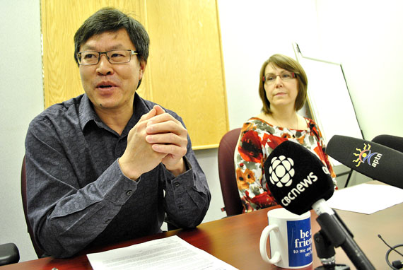 Peter Ma, the GN’s deputy minister of health and social services, and Alana Froese, the GN’s director of pharmacy, defended their changing approach to pharmaceutical services in Nunavut, including the development of a telepharmacy system. (PHOTO BY JIM BELL)
