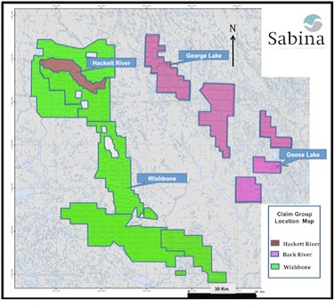 This map shows the location of Sabina's Nunavut properties, located southwest of Bathurst Inlet. (FILE IMAGE)