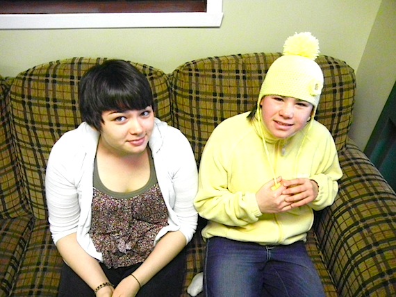 Hannah Tooktoo and Christina Savard, students at Kuujjuaq's Jaanimmarik School, plan to spend next week in Montreal attending suicide prevention workshops and sessions at the Dialogue for Life conference of the First Nations and Inuit Suicide Prevention Association of  Quebec and Labrador. Read more about how why these teenaged girls want to learn how to inspire their friends and family on Nunatsiaqonline.ca. (PHOTO BY JANE GEORGE)