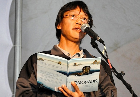 Iqaluit author Elisha Kilabuk reads from his children’s book 