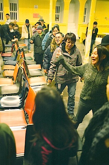 After a wait of several hours, everyone who showed up at the Dec. 10 Christmas feast for Inuit in Montreal was overjoyed to line up for a meal which included ptarmigan stew, bannock, caribou and char. (PHOTO BY EMANUEL LOWI)