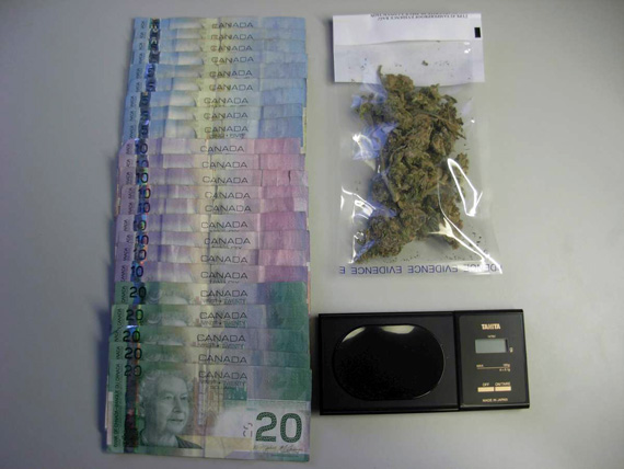 RCMP arrested a Hall Beach man this week after local police seized more than $1,000 of marijuana, cash and other drug paraphernalia from the man’s home Jan. 24. (RCMP PHOTO)