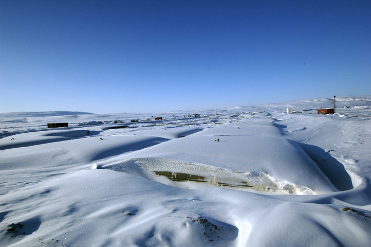 The Baffinland Iron Mines Corp. has stored seven million litres of diesel fuel inside collapsible rubber bladders at its camp at Milne Inlet, southwest of the community of Pond Inlet. (FILE PHOTO)