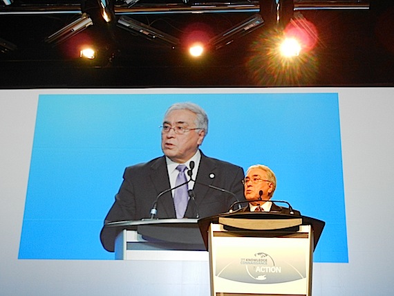 “We as Inuit fully welcome the opportunity, indeed, the necessity of working with scientists from around the world,” says the Inuit Circumpolar Council's president Aqqaluk Lynge April 24 in his keynote address to the International Polar Year science conference in Montreal. Read more about Lynge's message on Nunatsiaqonline.ca. (PHOTO BY JANE GEORGE)
