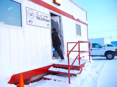 Taloyoak's airport saw 118 flights last February — putting it on par with many other small airports in Nunavut and Nunavik. (PHOTO BY JANE GEORGE)