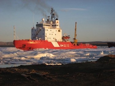 The Canadian Coast Guard icebreaker, the Terry Fox, was close to Arctic Bay when a group of stranded narwhal hunters needed assistance. (PHOTO COURTESY OF THE CANADIAN COAST GUARD)