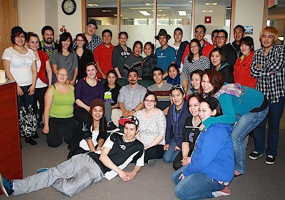 Inuit Tapiriit Kanatami president Terry Audla, seated, fourth from left, poses Sept. 26 with students in the Ottawa-based Nunavut Sivuniksavut college program. NS took in 37 first-year students in September. A dozen or so second-year students will continue studying at NS while adding Carleton University courses in political science, research methodology and northern public administration. (PHOTO COURTESY OF ITK)