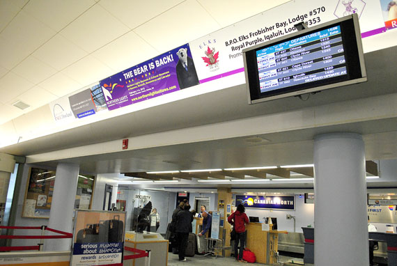 The interior of Iqaluit’s current airport terminal building. Under the GN’s $300-million plan, this building would be replaced by a new structure. (FILE PHOTO)