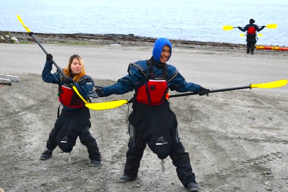 Kayaking on the fiord outside Kangiqsujuaq was among the many activities which took place this past August during the  the Proud Reunions Leadership Training and Summer Camp. (PHOTO COURTESY OF PROUD REUNIONS)