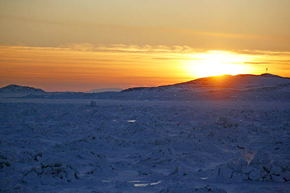 With the temperature in Iqaluit at -22 C, normal for mid-December, the sun rose in Iqaluit at 9:12 a.m. on Dec. 12, 2012 — or 12/12/12. Today is the last day of this century when all three numbers — day, month and year — will all match. That won't happen again until Jan. 1, 2101. (PHOTO BY DAVID MURPHY)   
