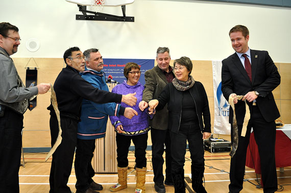 A platoon of Nunavut government officials gathered in Rankin Inlet Jan. 25 to cut the ribbon on Nunavut's new territorial correctional centre. The $40-million, 48-bed jail, which the Government of Nunavut calls a 