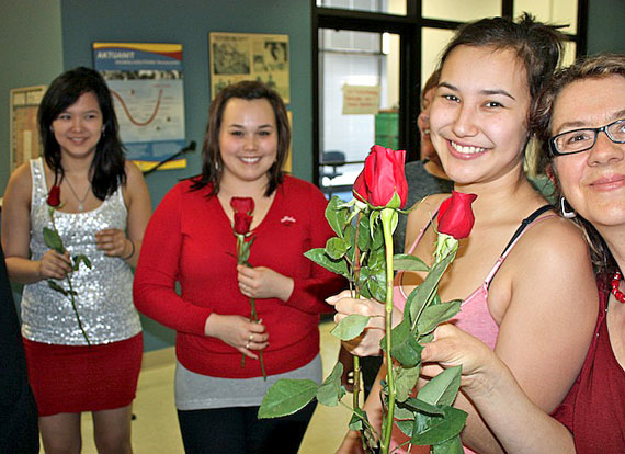 Happy Valentine's Day everyone! In keeping with a Nunavut Sivunisavut tradition, all women in the Ottawa-based college program for Nunavut Inuit youth were surprised with roses from the male students in the program. (PHOTO COURTESY OF NS)