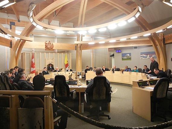 Quttiktuq MLA Ron Elliott speaks March 4 in the Nunavut legislature against a motion seeking an extension to the review period for Bill 40, the Representative for Children and Youth Act. The motion, put forward by Nanulik MLA Johnny Ningeongan, chair of the committee of the whole, asked for 120 more days of consultation before the act, which would create an independent child and youth advocate office in Nunavut, moves ahead. Also speaking against the motion for an extended review: Premier Eva Aariak who said 