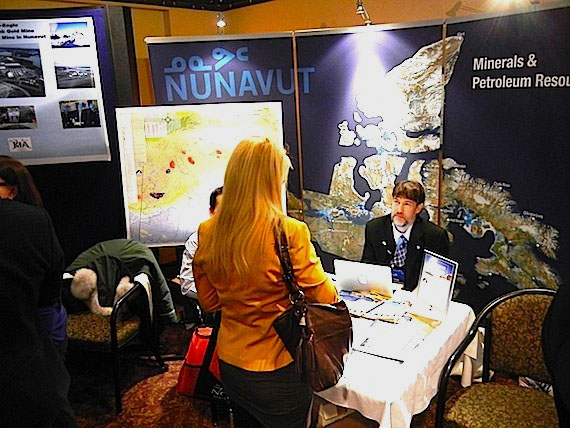 Members of the public can visit booths at the 2012 Nunavut Mining Symposium's trade show, shown here in 2012, during the afternoon of April 10. 