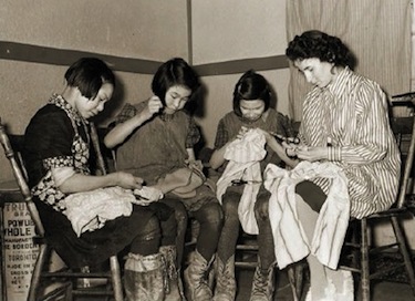 Sewing and mending at St. Phillip's residential school in Fort George. (PHOTO FROM THE ANGLICAN ARCHIVES P75-103-57-300)