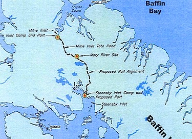 The new, scaled-down mining project that Baffinland Iron Mines Corp. wants to build would see the port at Steensby Inlet dropped in favour of a tote road to Milne Inlet and reduced shipping traffic from that site on the northeastern shore of Baffin Island. (FILE IMAGE)