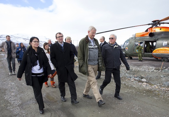 Nunavut MP Leona Aglukkaq, also Canada's minister responsible for the Arctic Council, finishes off May 15 in Kiruna, Sweden with a visit by helicopter to the Abisko Scientific Research Station, a field research station near Kiruna where the Arctic Council ministerial took place earlier in the day. Read more about the events of May 15 on Nunatsiaqonline.ca. (PHOTO BY MARTINA HUBER/ REGERINGSKANSLIET)