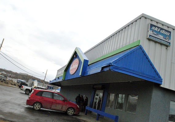 An employee of Iqaluit's North Mart ended up at the Qikiqtani General Hospital early on the morning of June 19 after being attacked by two dogs. The city's municipal enforcement office says that a dog was shot by the RCMP, while another is now in the pound under surveillance. The body of the dog that was shot was sent south for analysis, City of Iqaluit chief municipal enforcement officer Kevin Sloboda said. Read more about the incident later on Nunatsiaqonline.ca. (PHOTO BY JIM BELL)