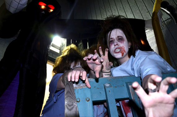 A group of undead killer zombies — also known as Judy Moyles, Alisha Moyles and Danielle Kennedy — frighten the daylights out of the living at the Canadian North Haunted House Oct. 30. The haunted house will continue Oct. 31, Halloween night, from 7 p.m. to 9 p.m. at building 534. It's $5.00 to get in, and all proceeds go to the charity Food First. The City of Iqaluit issued a public service announcement for Halloween, telling residents to 