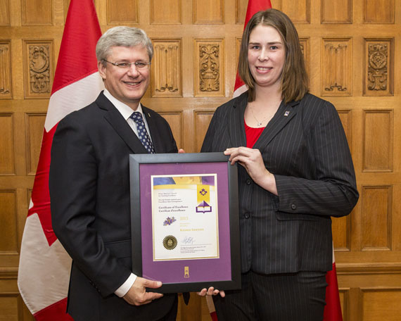 After receiving her award from Prime Minister Stephen Harper, Kristen Sawyers spent four days in Ottawa at receptions and on tours as part of her award package. Though she enjoyed it, she said she missed her students. (HANDOUT PHOTO)
