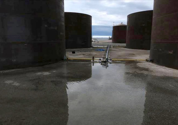 The Jericho mine's tank farm, in a photo taken during a June 2013 site visit conducted by the NIRB and AAND. (SOURCE: NIRB SITE INSPECTION REPORT)