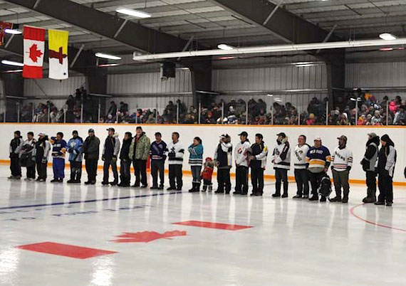 Pond Inlet hockey players celebrated their new arena’s opening in March 23, 2012 – but the building would close within a year, due to electrical and structural problems. It finally re-opened March 14 after government contractors fixed troubles with lighting and electrical systems. More work is expected in May, according to the hamlet. (FILE PHOTO)