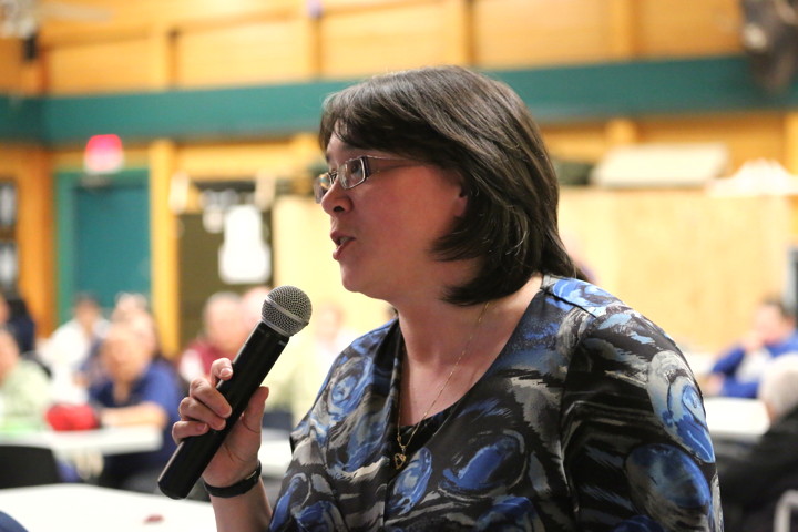 Cambridge Bay resident Fiona Buchan-Corey was one of many community members who attended a  feast April 30 held to disseminate research and gather local opinions and concerns on energy use in that Kitikmeot hamlet. (PHOTO BY RED SUN PRODUCTIONS)