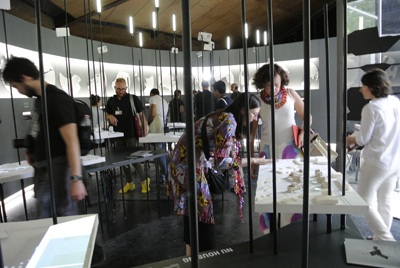 Visitors check out the Arctic Adaptations: Nunavut at 15 exhibit, which launched last week as part of the Venice Biennale in Italy. (PHOTO COURTESY OF KIRT EJESIAK)