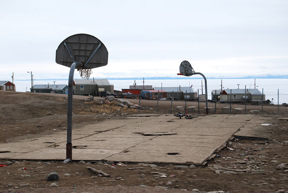 Pond Inlet's dilapidated outdoor basketball court. (PHOTO COURTESY OF THE AUTHOR)