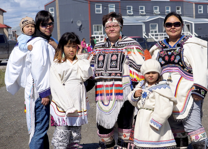 The Ittinuar family from Rankin Inlet wore their traditional beaded amautiit at the Nunavut Day celebrations in Rankin Inlet July 9. Like many of Nunavut's 25 communities, Rankin Inlet celebrated the birth of the territory and the land claim with outdoor games, bannock making and other activities including the 