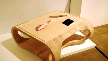 Among the furniture designs adapted to needs in Nunavik — a low-lying table, perfect for preparing country foods. (PHOTO COURTESY OF P. EVANS)