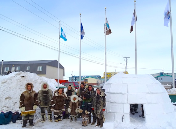 For the Arctic Council in Iqaluit, a traditional Inuit camp, set up behind the Nunavut legislative building, which U.S. Secretary of State John Kerry and other ministers will visit April 24 after their ministerial meeting ends. (PHOTO BY JANE GEORGE)