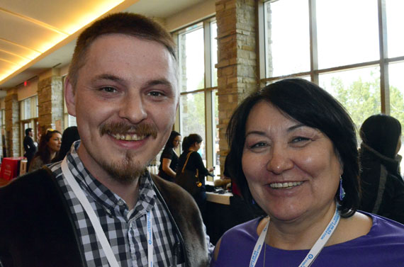 P.J. Akeeagok, the president of the Qikiqtani Inuit Association and a Nunavut Sivuniksavut alumnus, with Cathy Towtongie, the president of Nunavut Tunngavik Inc., at the NS @30 conference April 28 at the Hilton Lac Leamy hotel in Gatineau, Que. NS held the conference, which ran from April 27 and April 29, to celebrate its 30th anniversary. (PHOTO BY JIM BELL)